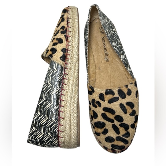 Soft Surroundings Leopard Calf Hair Espadrille Shoes 9 - Picture 1 of 10